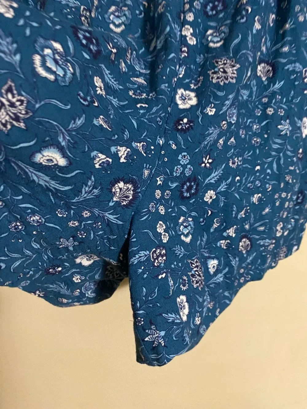 LOFT Teal Floral V-Neck Romper - Picture 3 of 5
